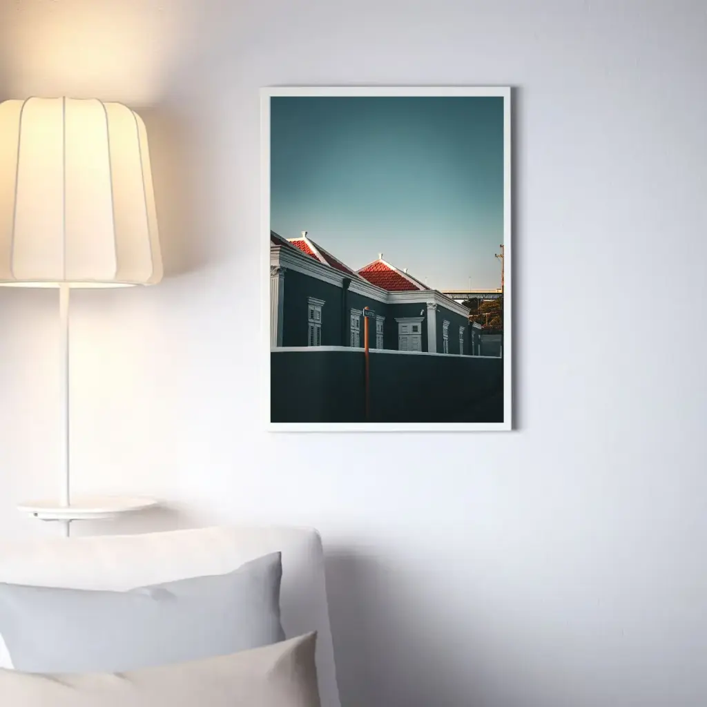 Classic Caribbean house portrait - 50/70cm (White, With frame)