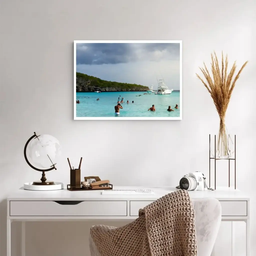 Tropisch Strand Curaçao - 50/70cm (Wit, Met frame)