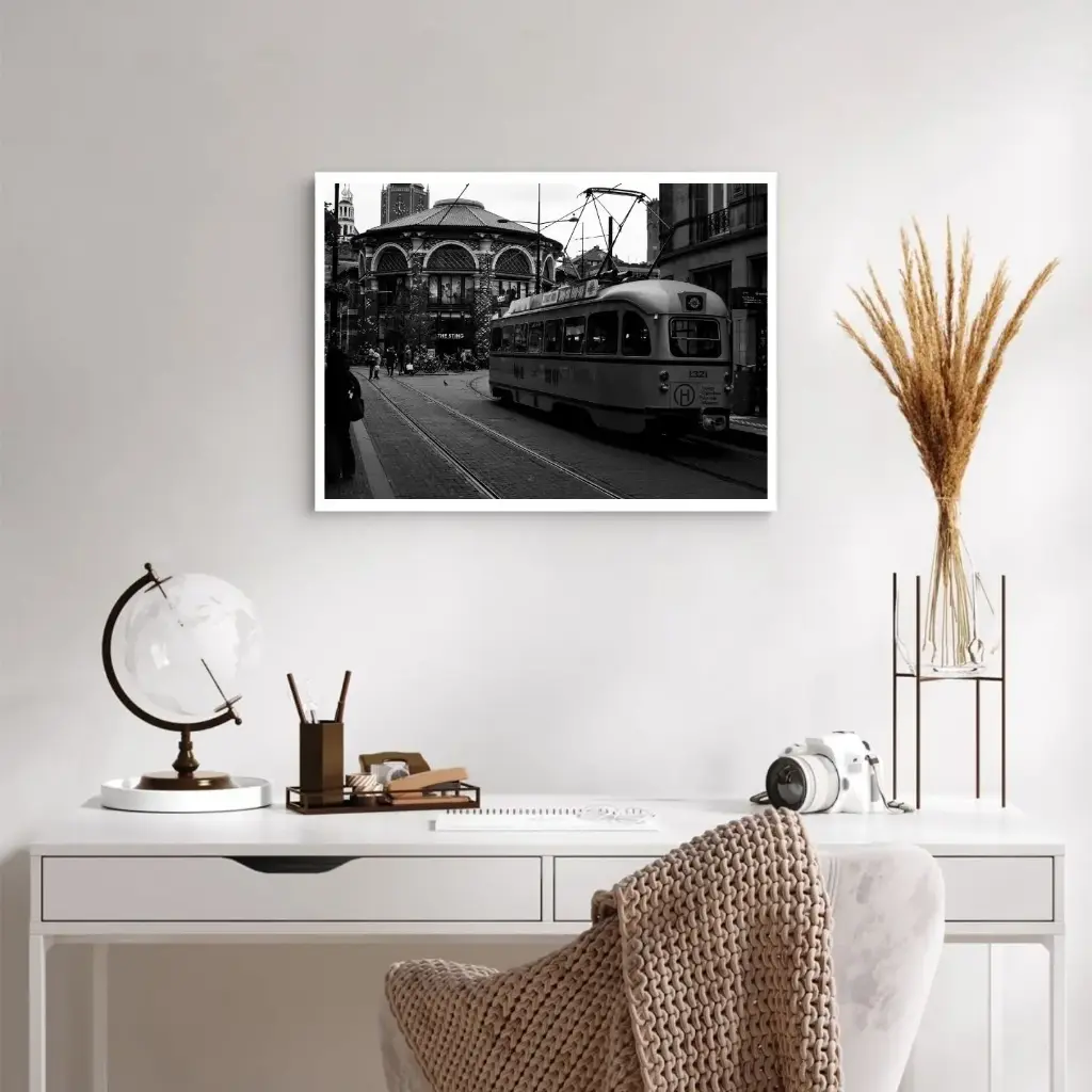 Vintage Stadstram Zwart-Wit Portret – 50/70cm